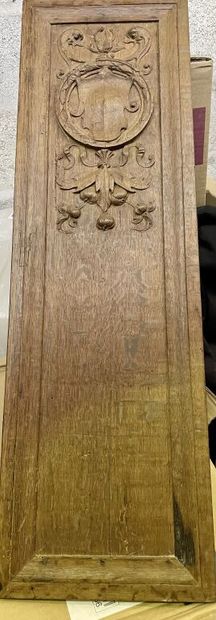 Small rectangular panel in oak from a woodwork...