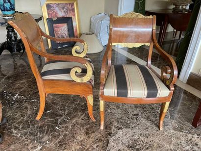 Pair of armchairs in wood and veneer with...