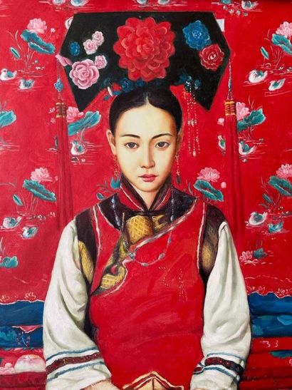 null CHINE XXe siècle

Portrait d'une femme de cour agenouillée. 

Huile sur toile.

78,5...