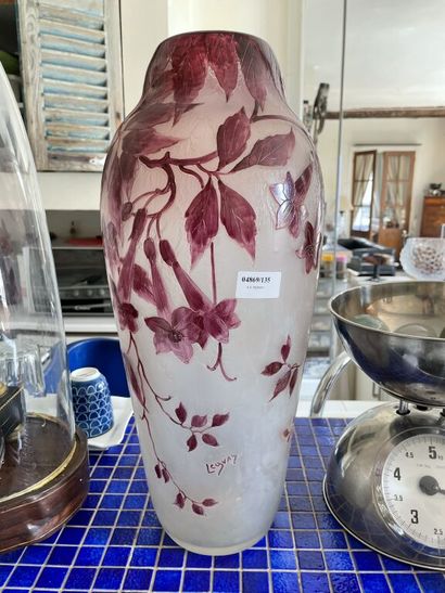 null LEGRAS

Grand vase en verre partiellement givré à décor violet floral dégagé...
