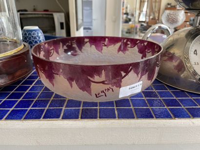 null LEGRAS

Frosted glass bowl with acid-etched violet decoration of foliage. 

Signed....