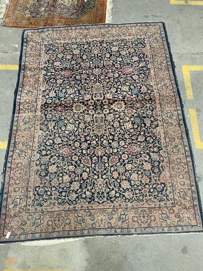 null Modern carpet of the East in wool with blue bottom with decoration of flowered...