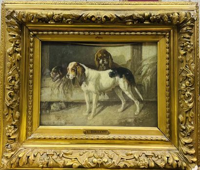 null Auguste Rolland (1797 - 1859)

Hunting dogs.

Pastel on paper mounted on cardboard.

Signed...