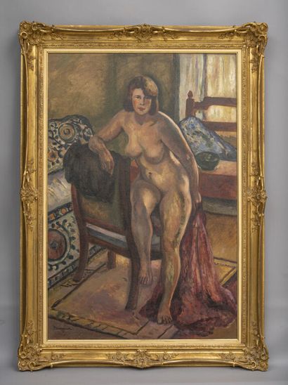 null Henri MANGUIN (1894-1943).
Nude in an armchair, "Grenouillette", 1922.
Oil on...