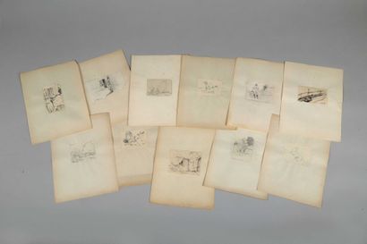 null Gaston de FONSECA (1874-1943).
Set of 57 drawings in black pencil or charcoal.
Monogrammed...