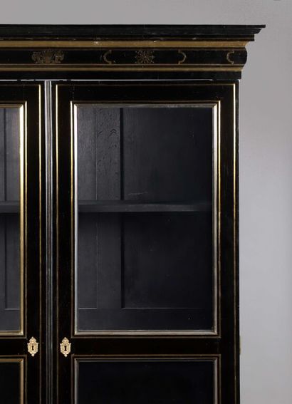 null ERRATA 259 x 148 x 45 cm /// Pair of bookcases in blackened wood veneer and...