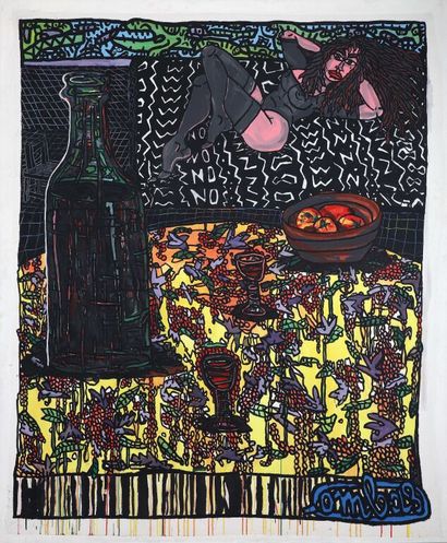 null Robert COMBAS (1957).
The feast of Genevieve, 1988.
Acrylic on canvas mounted...