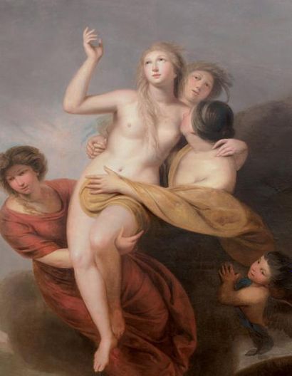 ATTRIBUÉ À ANDREAS CORNELIS LENS (1739-1822) Thétis portée par des néréides. Toile....