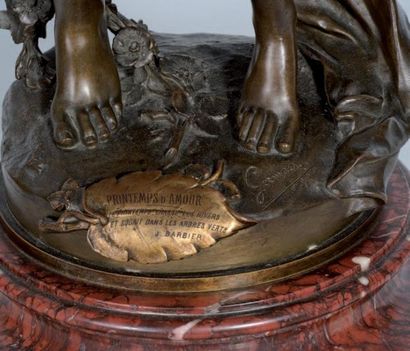 JEAN-BAPTISTE GERMAIN (1841-1910) «Le Printemps d'Amour». Épreuve en bronze à patine...