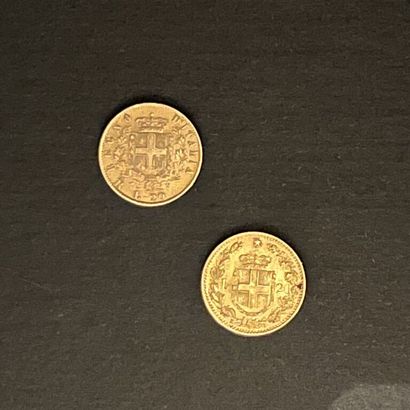 null [Italie]. 2 pièces en or 900‰ : 
- 20 LIRE Victor-Emmanuel II, 1878, R.
- 20...