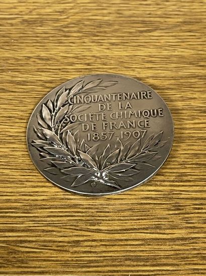 null Médaille en argent 950 mm pour le cinquantenaire de la Société Chimique de la...