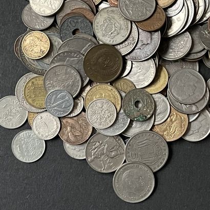 null Lot of metal coins from France, Greece, Morocco, Spain, Belgium, Poland, United...