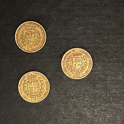 null [Italy, Kingdom of Sardinia]. 3 gold coins 900‰ : 
- 20 READ Charles Felix,...