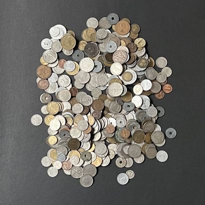 Lot of metal coins from France, Greece, Morocco,...