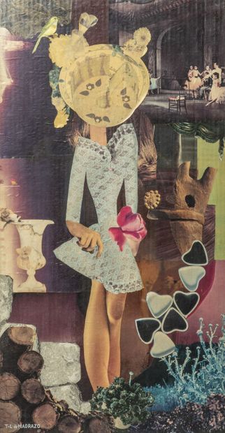 null Tito Livio de MADRAZO (1899-1979).
« Mademoiselle Gâteau, 1967 ».
Collage, technique...