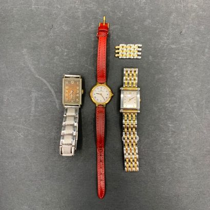 LOT of 3 wristwatches in gold or silver metal...