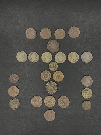 null Ensemble de pièces en argent ou bronze du XVIIIe siècle (et une XIXe) : 

*...