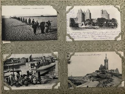 null 3 albums oblongs comprenant plus de 1250 cartes postales des années 1900-1920...