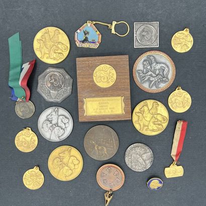 null [Canin]. Ensemble de médailles en bronze doré, bronze argenté et métal divers...