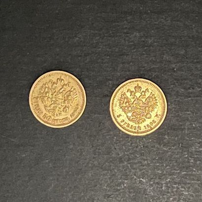 [Empire de Russie]. 2 pièces en or 900‰ :...