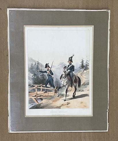 null [Militaria] [Guerres napoléoniennes]. Ensemble de 6 gravures ou lithographies...