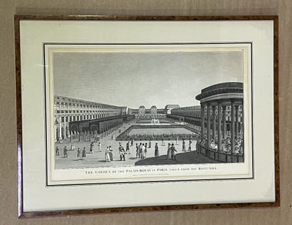 null [Palais Royal]. Ensemble de 2 gravures : 
- The garden of the Palais Royal in...