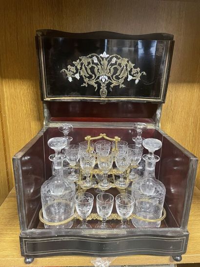 Napoleon III liquor cabinet in mahogany and...