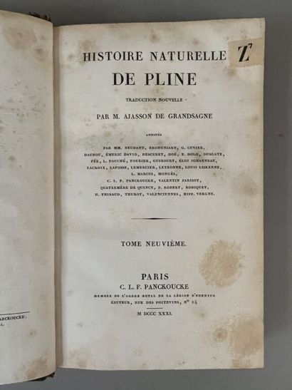 null [PLINE]. Histoire naturelle. Paris, Panckoucke, 1929-1933. 20 vol. in-8, veau...