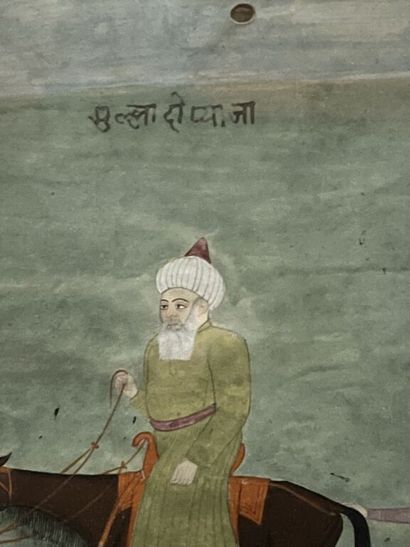 null Ecole de Marwar ?
Seigneur et son serviteur. 
Miniature indienne. 
20,5 x 15...