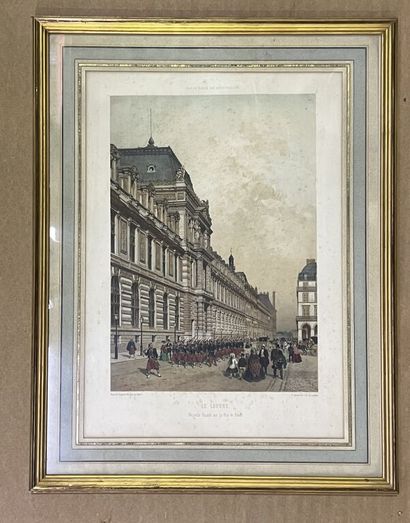 null [Paris]. Ensemble de 3 gravures ou lithographies :
- Vüe de la place Royalle....