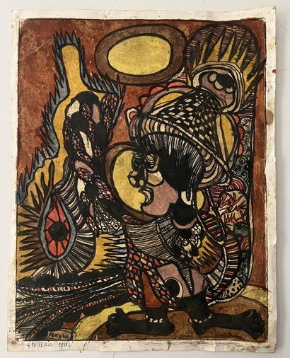 null NON VENU /// Adeyemi ADENIJI (1947)

- Femmes au marché sous des parasols.
Lithographie...