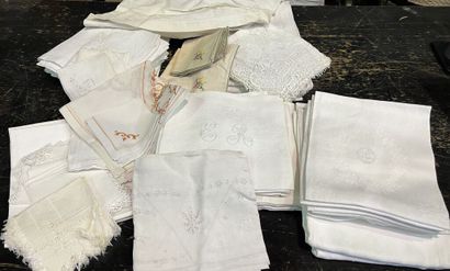 Lot of tablecloths and napkins and christening...