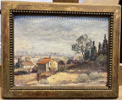 null P. CARCASSONNE.
Provençal landscapes.
Two oils on canvas. 
Signed lower left....