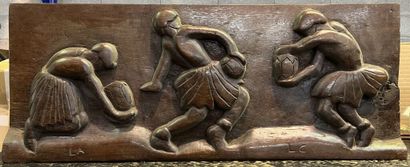 Wooden bas-relief with carved decoration...