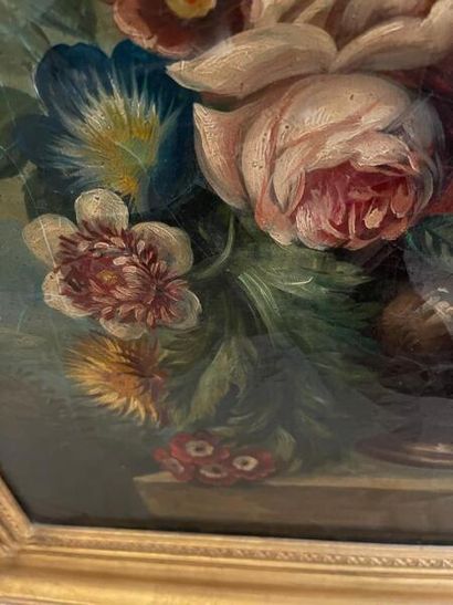 null Dutch school of the late 19th or 20th century. 
Still life with tulips, roses...