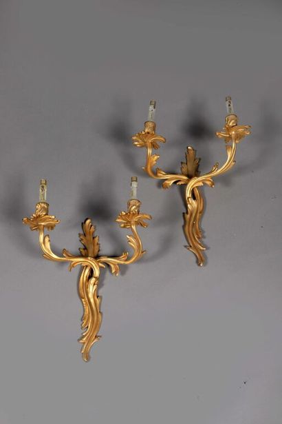 Pair of gilt metal sconces in the Louis XV...