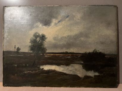 null Georges GASSIES (1829-1919).
Landscape around Fontainebleau.
Oil on panel.
Signed...