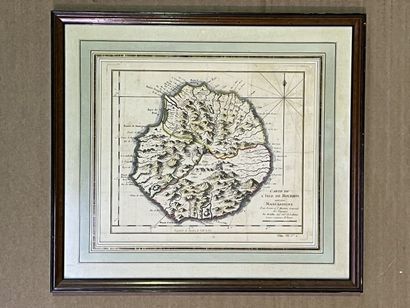 Set of 5 framed pieces:

- Map of the Isle...