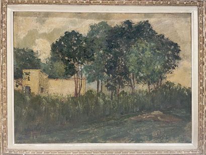 null André IBELS (1872-1932). 
Paysage en bord de rivière. 
Huile sur toile. 
Signé...