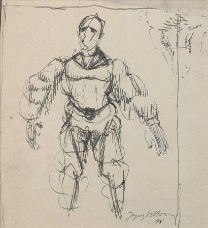null Jacques VILLON (1875-1963).
The aviator, 1948.
Pen. 
Signed and dated lower...