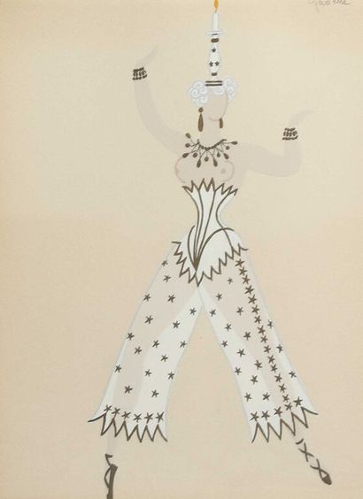 null ERTÉ (Romain de TIRTOFF dit, 1892-1990).
Les Opalines - La Danseuse Nue.
Gouache....