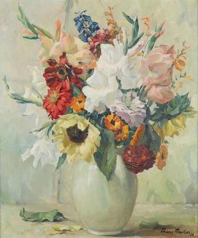 null Bruno FLASHAR (1887-1961).
Bouquet de fleurs.
Huile sur toile. 
Signé en bas...