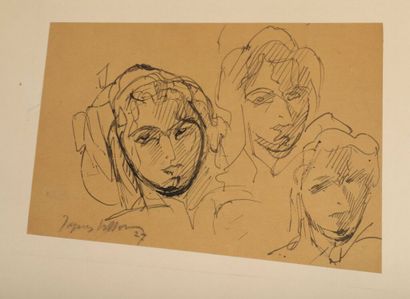 null Jacques VILLON (1875-1963).
Three studies of portraits, 1927.
Pen. 
Signed and...
