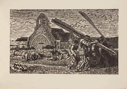 null Jean HAFFEN.
5 "Brittany" prints by Jean Haffen.
Chapel, field work, fishermen's...