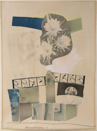  Robert RAUSCHENBERG (1925-2008).
Untitled, 1973.
Technique mixte, dessin (transfert... Gazette Drouot