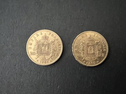 [France]. 2 × 20 FRANCS Napoleon III, gold...