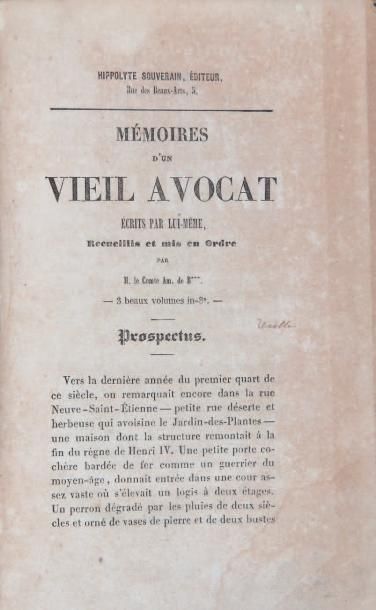 HONORÉ DE BALZAC Un Drame dans les prisons. Paris, Hippolyte Souverain, 1847. 2 volumes...