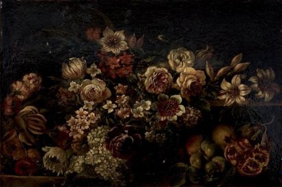 ÉCOLE ITALIENNE DU XIXe SIÈCLE, DANS LE GOÛT DE CAMPIDOGLIO Nature morte de fleurs...