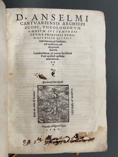 null [16th c. book]. ANSELME (saint). D. Anselmi Cantuariensis archiepiscopi, theologorum...