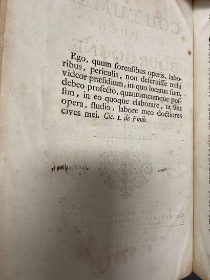 null [Coutume. Bourgogne. 1742-1746]. BOUHIER (Jean) [Ed.] Les coutumes du duché...